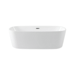 LAVISH 2562-1500 59.06" Oval Freestanding Bathtub  – 100% Acrylic, FRP Reinforced, With Overflow & Drainer, White High-Gloss Soaking Tub, Center Left Drain