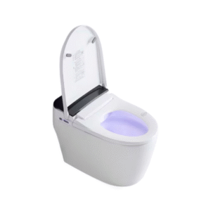 LAVISH 2213 26.25″ White Elongated Smart Toilet Bowl with Heated Bidet Seat – Intelligent Toilet, Feet Sensor, Auto Open Seat