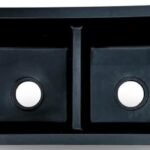 Lavish LT190 90 30 x 15 INCH Black Granite Composite Kitchen Sink, Double Bowl with Black Strainers