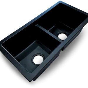 Lavish K1988 90 30 x 15 INCH Black Granite Composite Kitchen Sink, Double Bowl