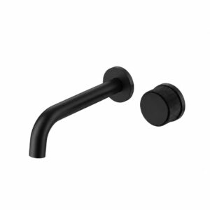 LAVISH 2729 Black Wall-Mounted Bathroom Faucet with Pop-up Drain – Brass, Double Hole, Single Handle Hot & Cold Water Mixer, Modern Vanity Faucet